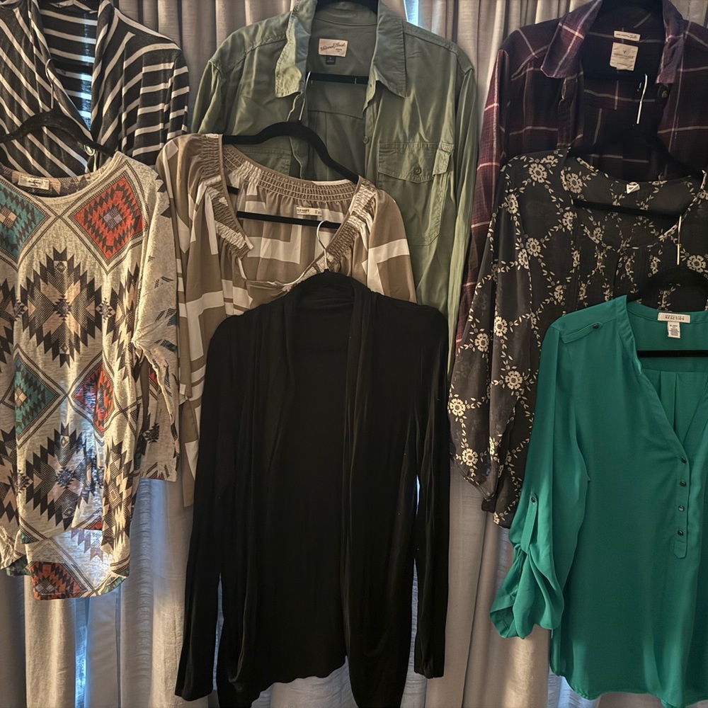 Universal Thread,Boutique Mixed Tops - Black, Green, Teal, Olive, Patterned